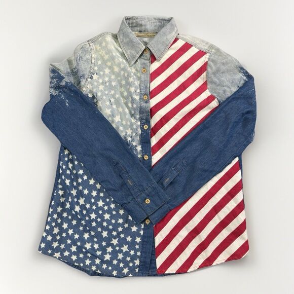 Patriotic Denim Button Down Shirt - Picture 1 of 5
